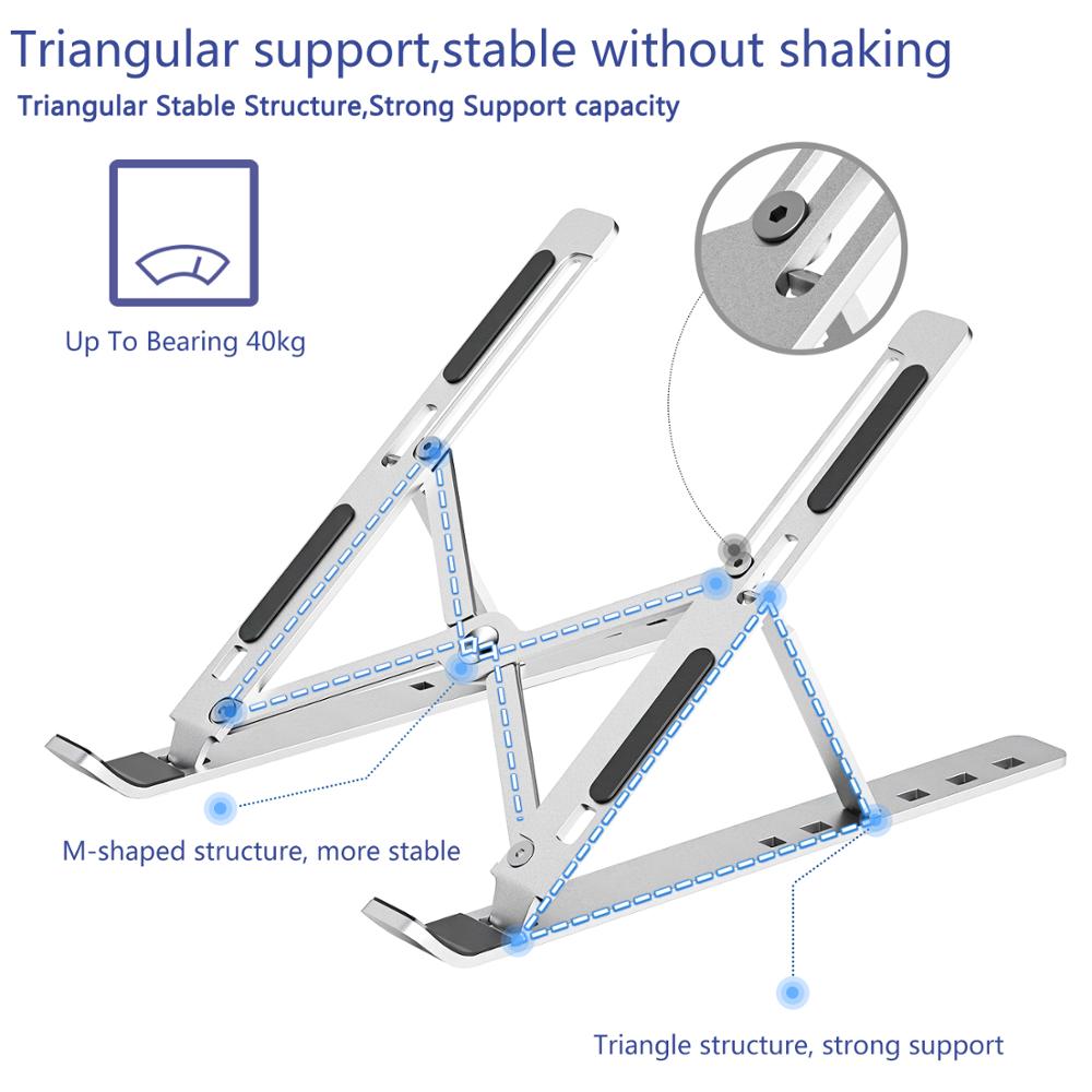Foldable Aluminium Laptop Stand – 6-Height Adjustable