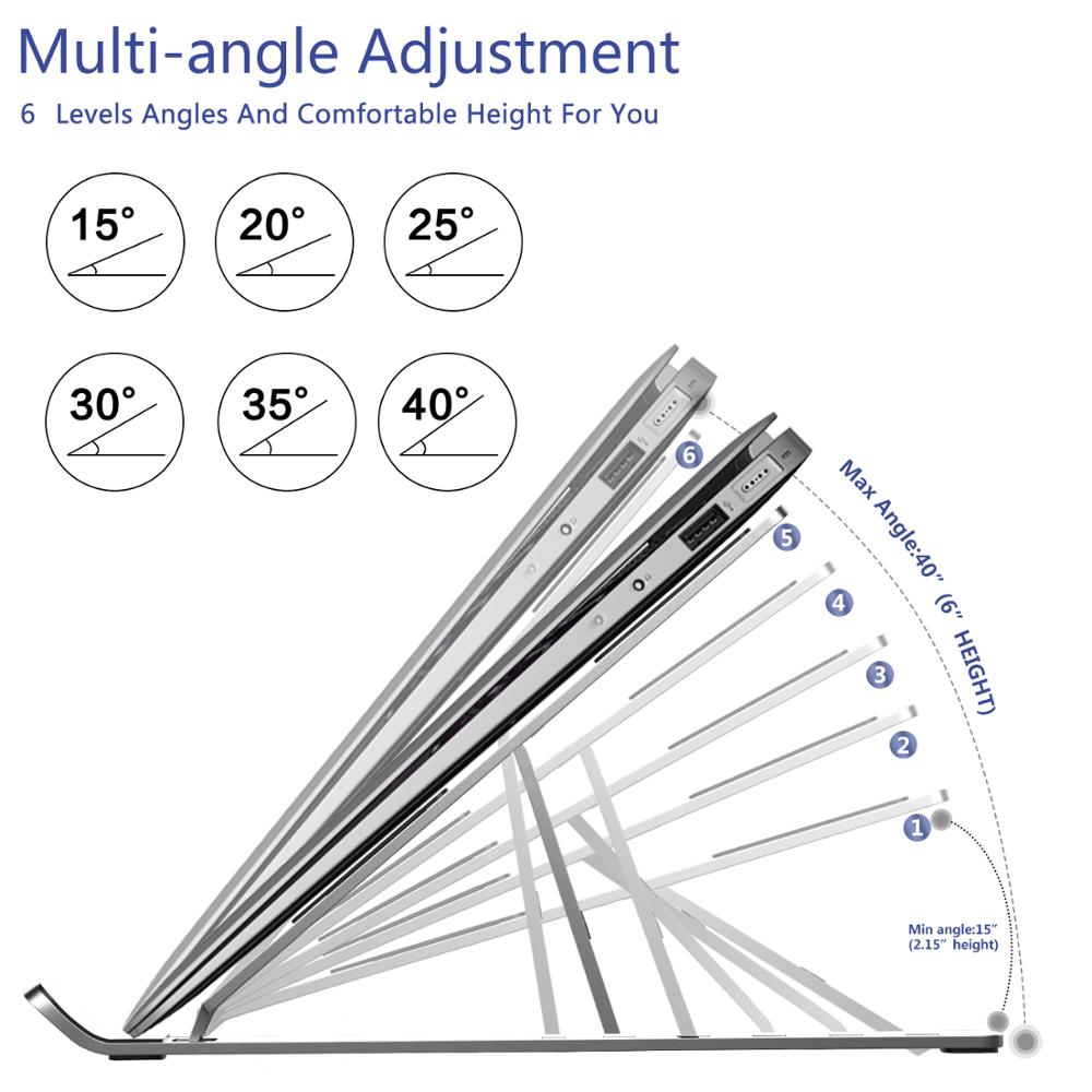 Foldable Aluminium Laptop Stand – 6-Height Adjustable