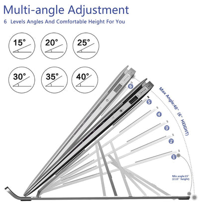 Foldable Aluminium Laptop Stand – 6-Height Adjustable